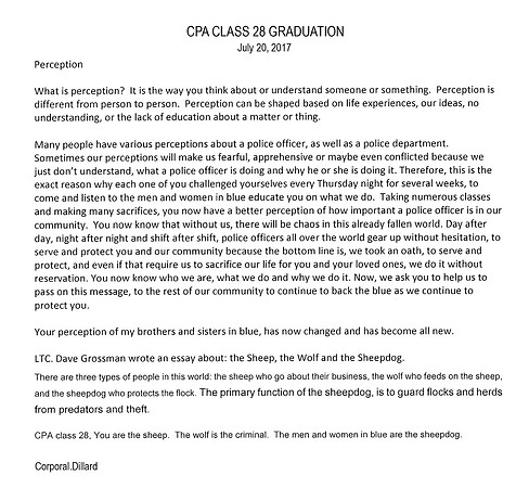 Corporal Dillard Speech